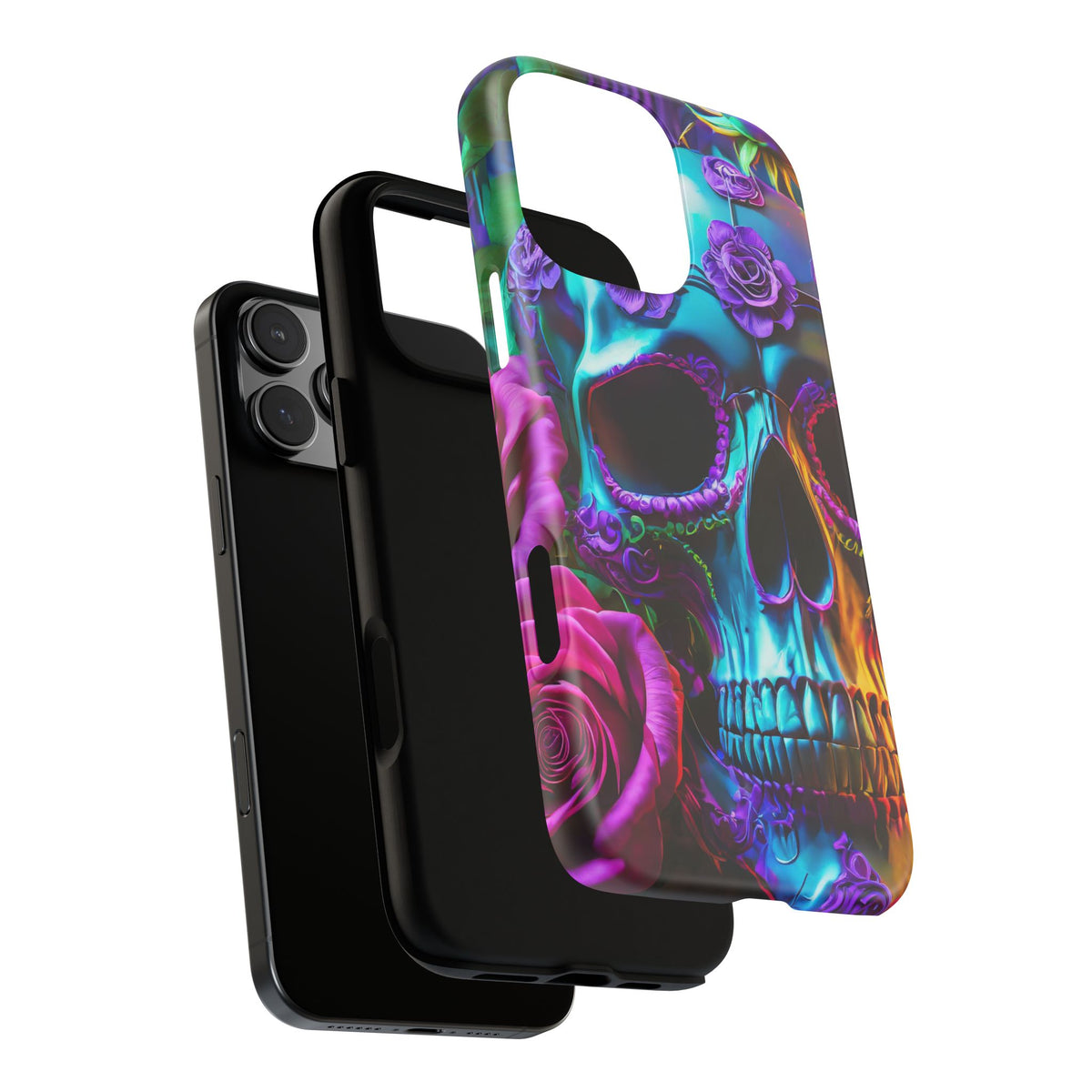 Neon Skull and Roses Vibrant Tough Phone Case - Studio 653