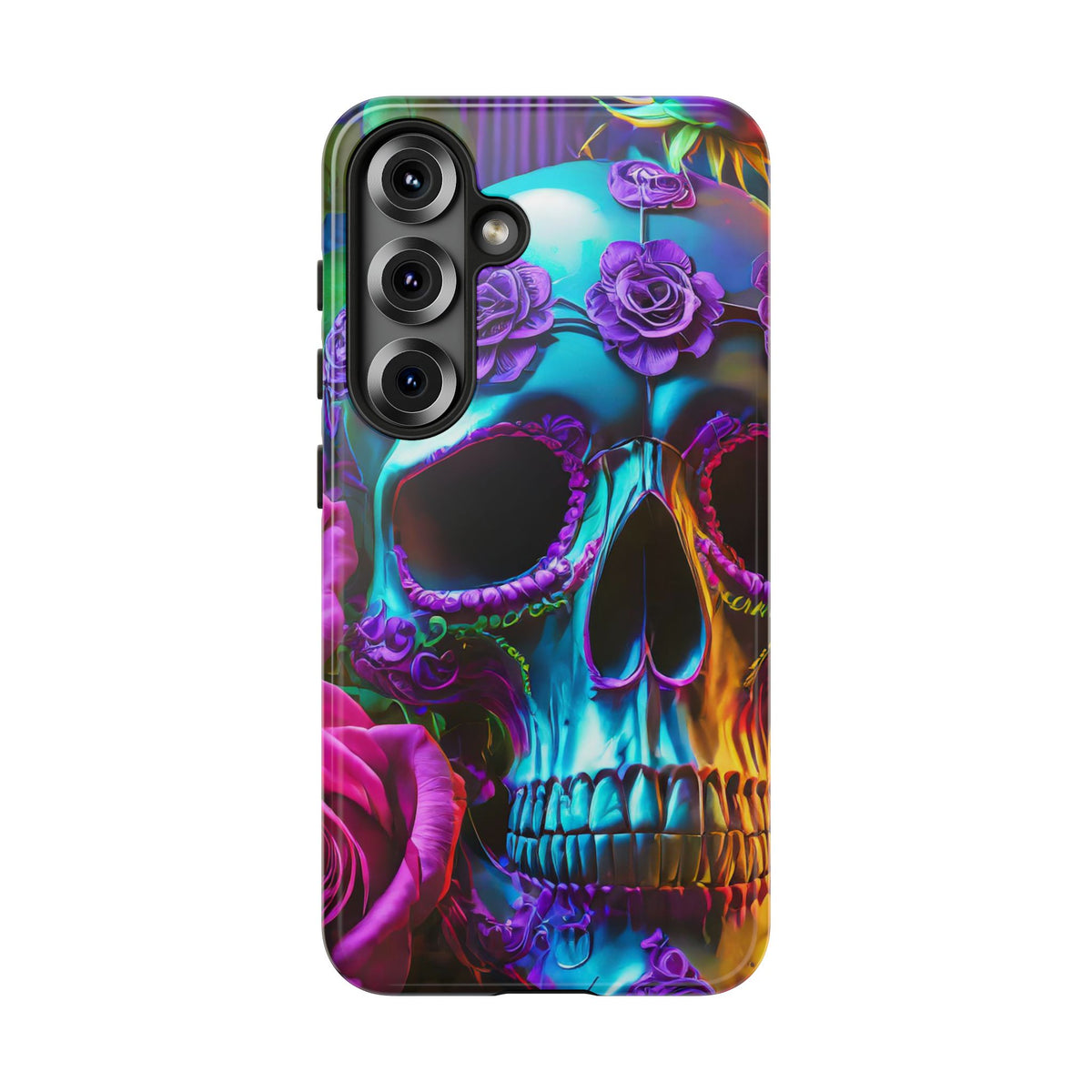Neon Skull and Roses Vibrant Tough Phone Case - Studio 653