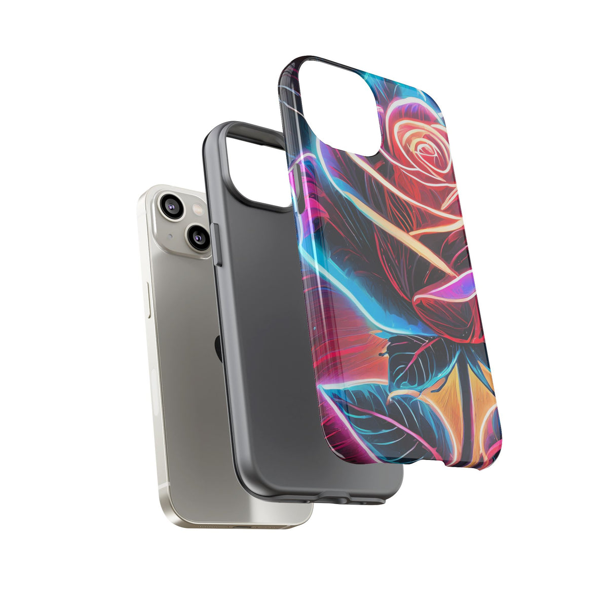 Artistic Neon Rose Tough Phone Case - Studio 653