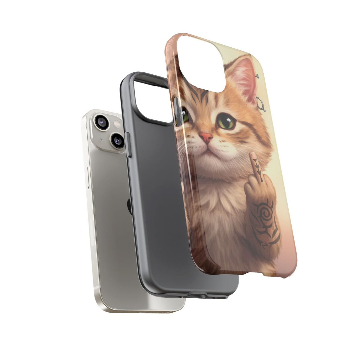 Evil Kitty Giving the Bird Tough Phone Case - Studio 653