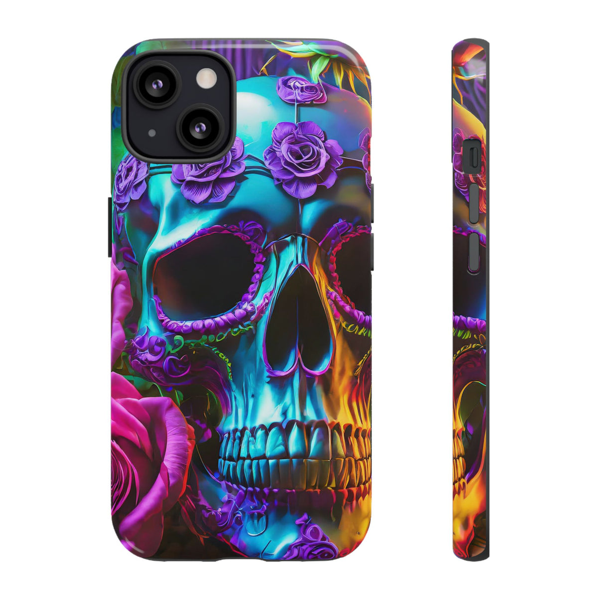 Neon Skull and Roses Vibrant Tough Phone Case - Studio 653