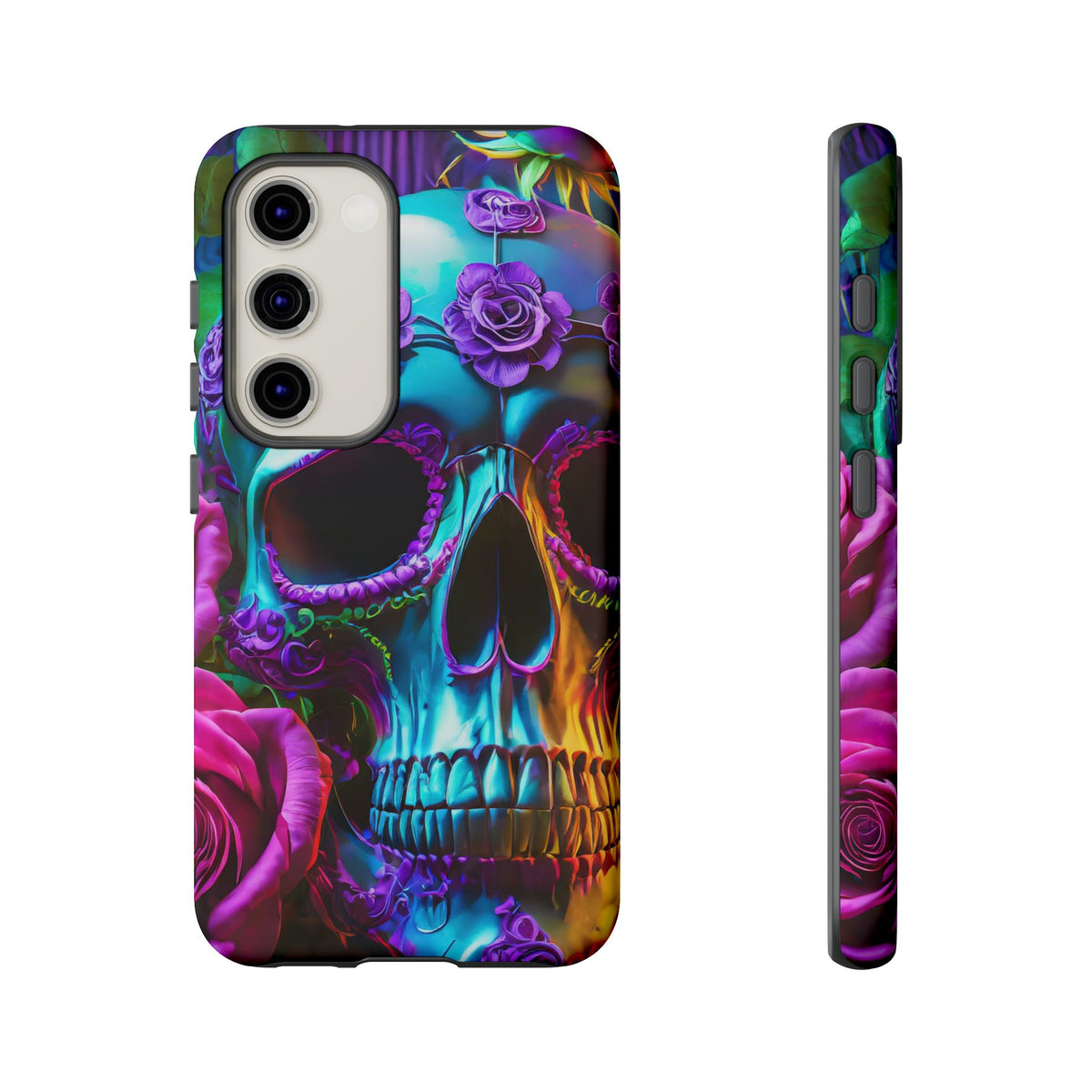 Neon Skull and Roses Vibrant Tough Phone Case - Studio 653