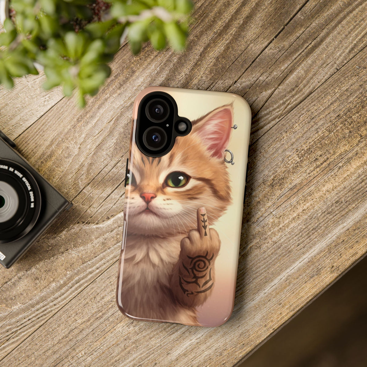 Evil Kitty Giving the Bird Tough Phone Case - Studio 653