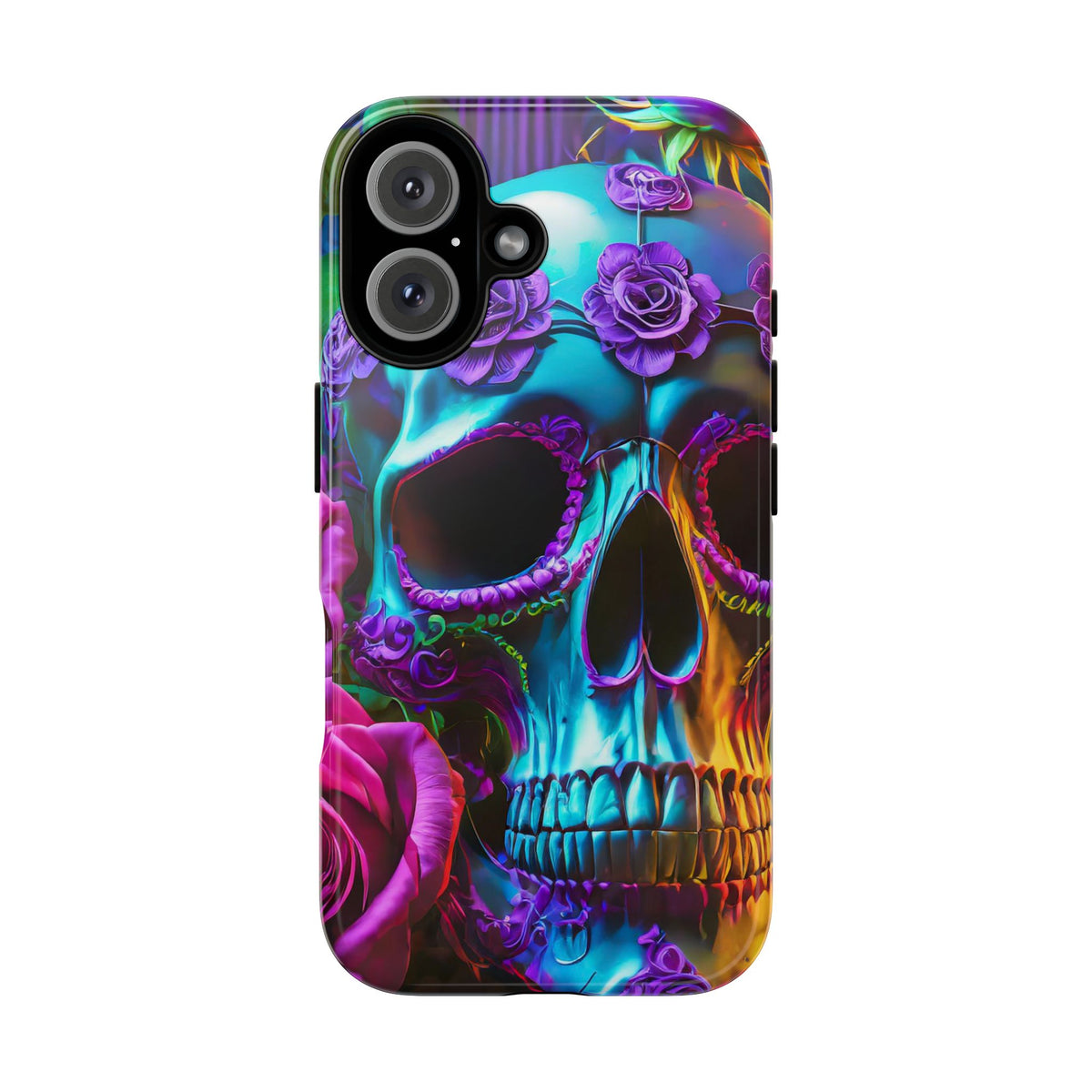 Neon Skull and Roses Vibrant Tough Phone Case - Studio 653