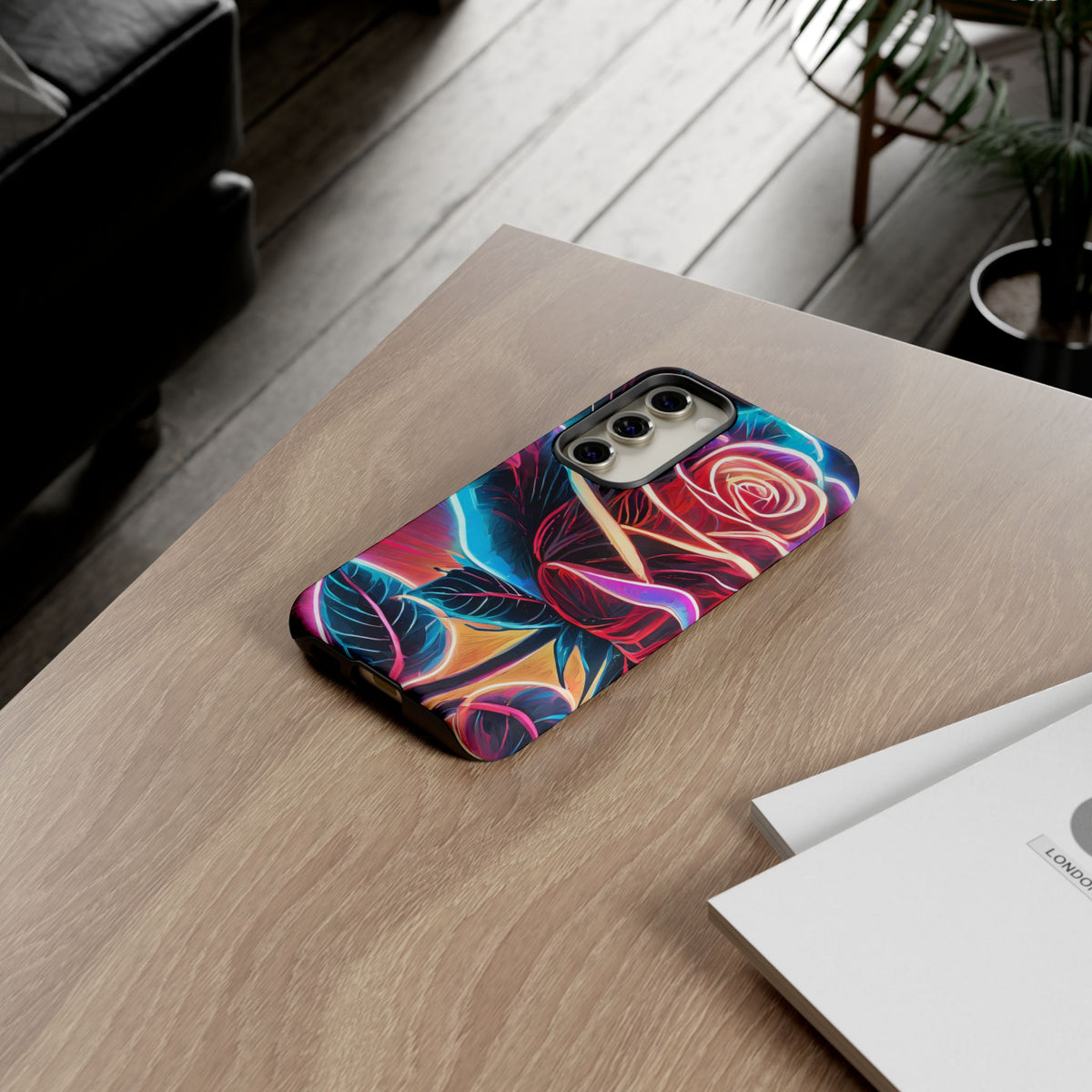 Artistic Neon Rose Tough Phone Case - Studio 653