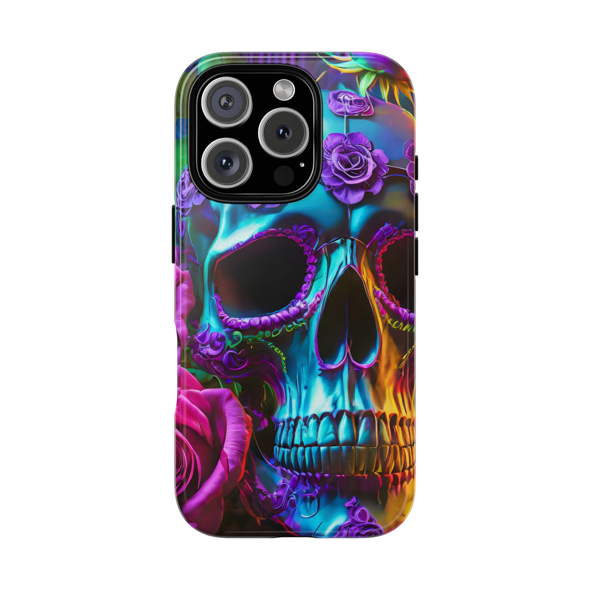 Neon Skull and Roses Vibrant Tough Phone Case - Studio 653