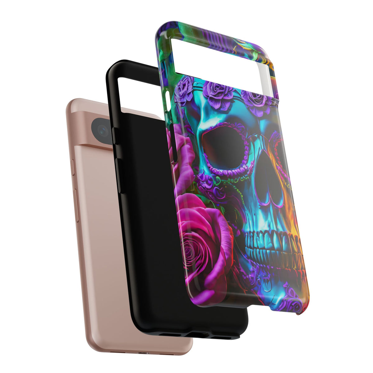 Neon Skull and Roses Vibrant Tough Phone Case - Studio 653