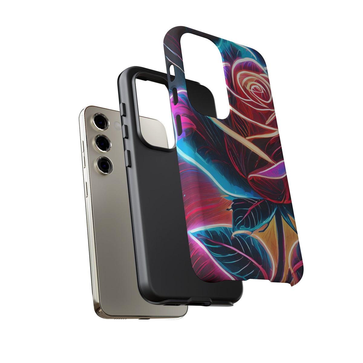 Artistic Neon Rose Tough Phone Case - Studio 653