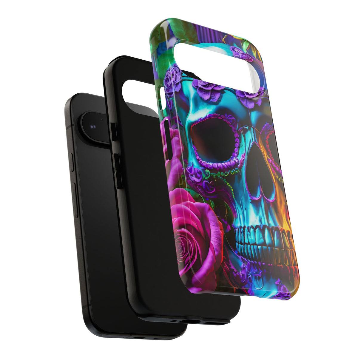 Neon Skull and Roses Vibrant Tough Phone Case - Studio 653