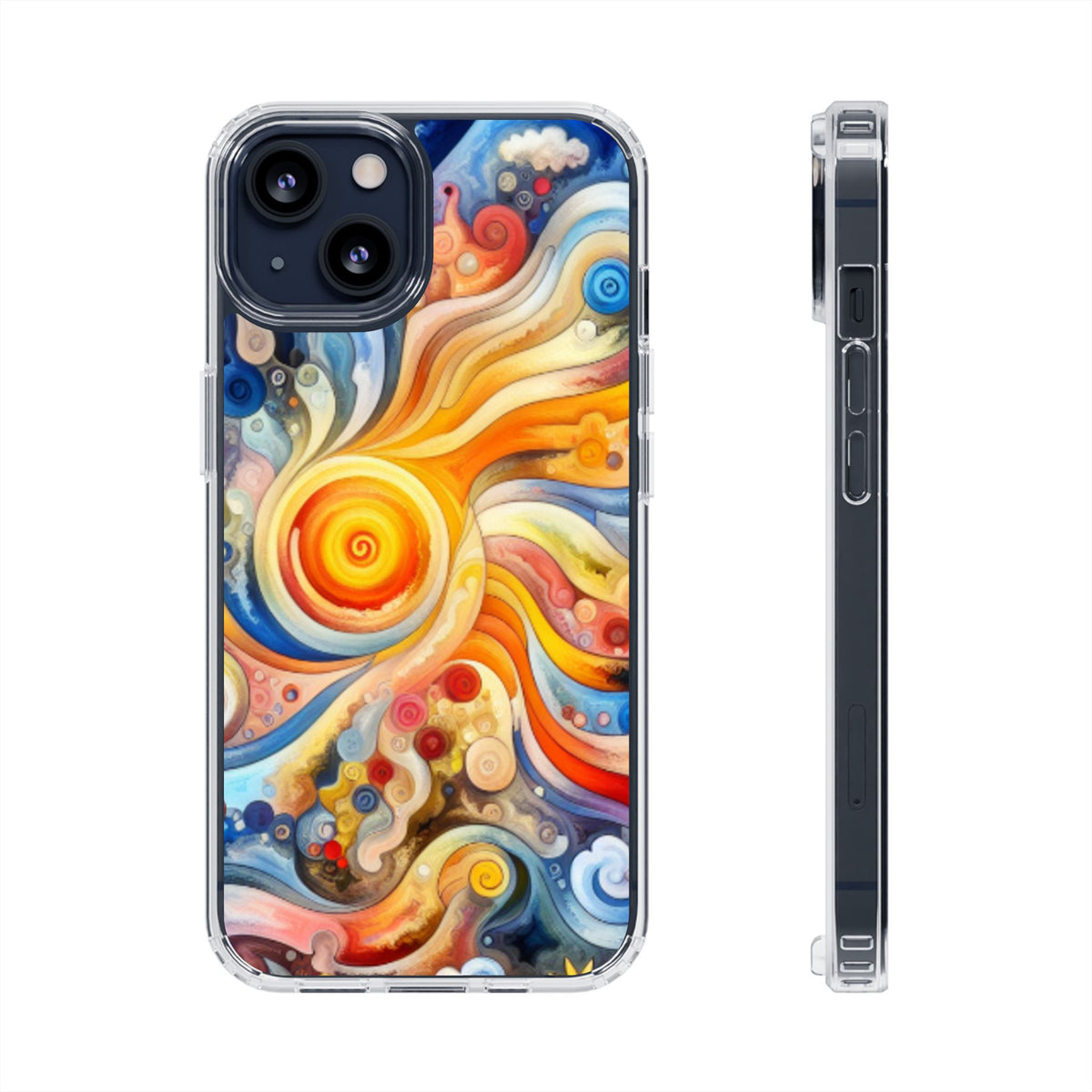 Colorful Abstract Swirl Clear Phone Case