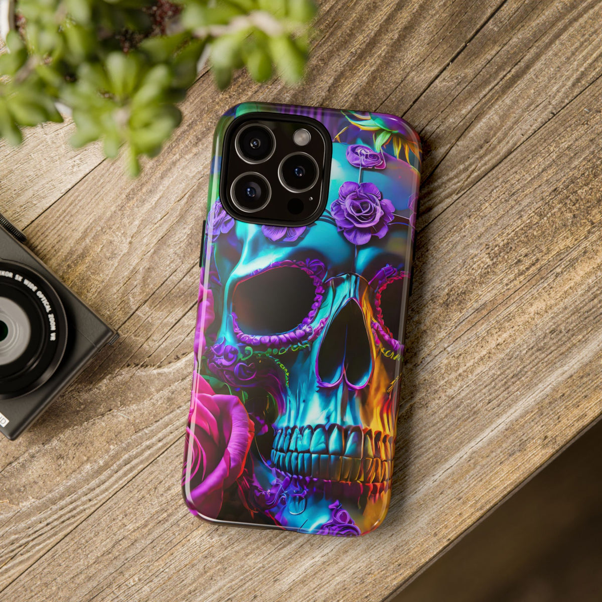 Neon Skull and Roses Vibrant Tough Phone Case - Studio 653