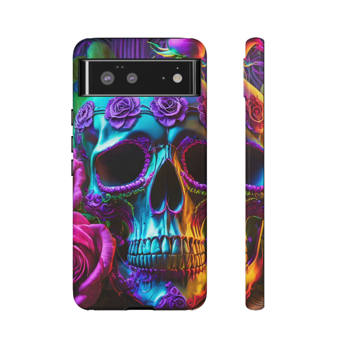 Neon Skull and Roses Vibrant Tough Phone Case - Studio 653