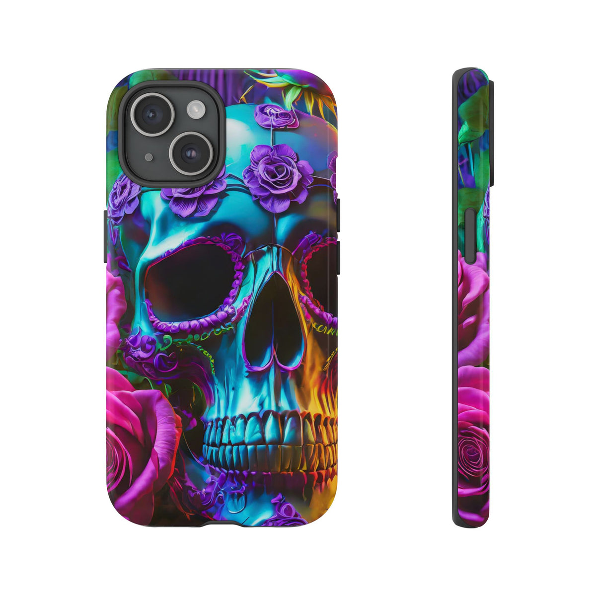 Neon Skull and Roses Vibrant Tough Phone Case - Studio 653