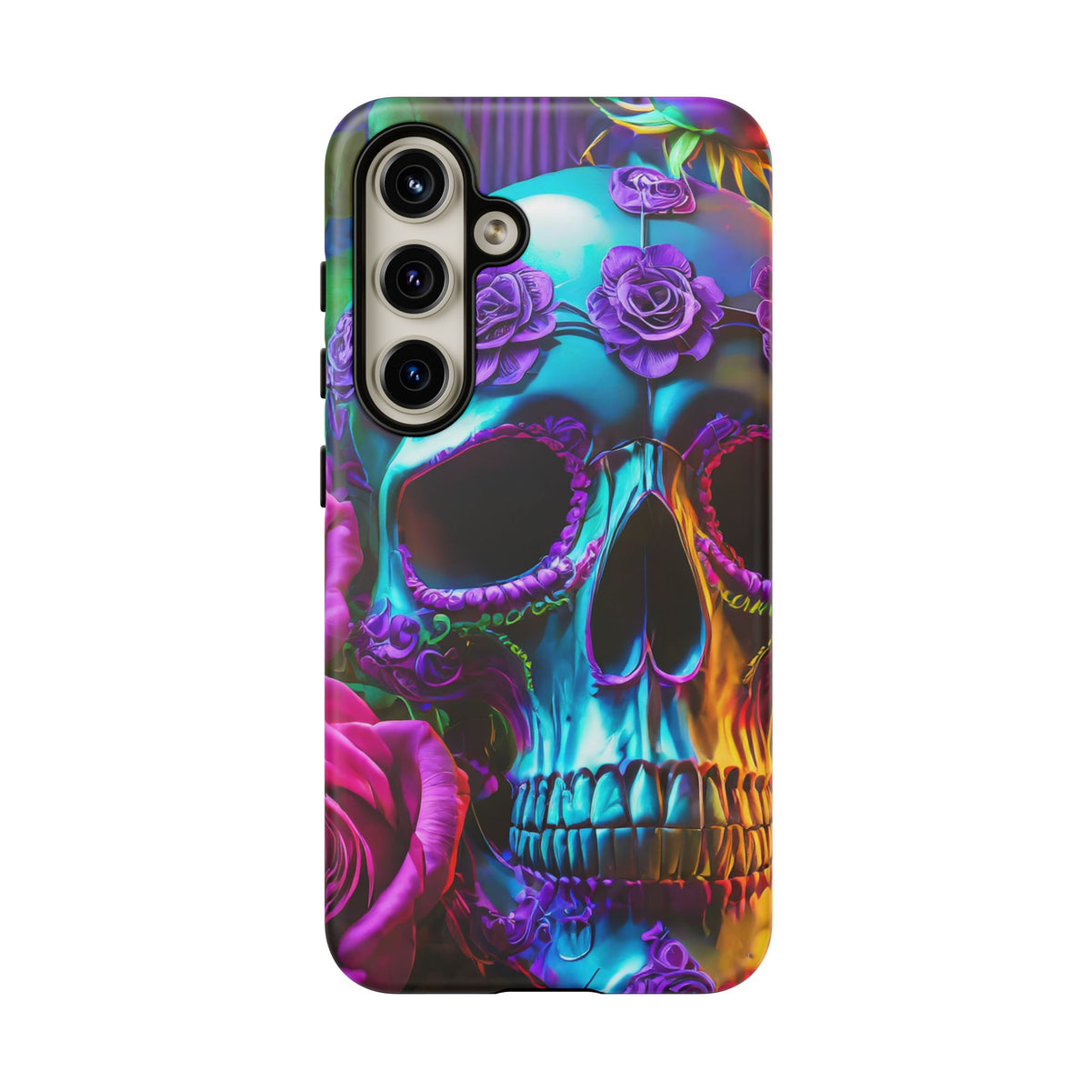 Neon Skull and Roses Vibrant Tough Phone Case - Studio 653