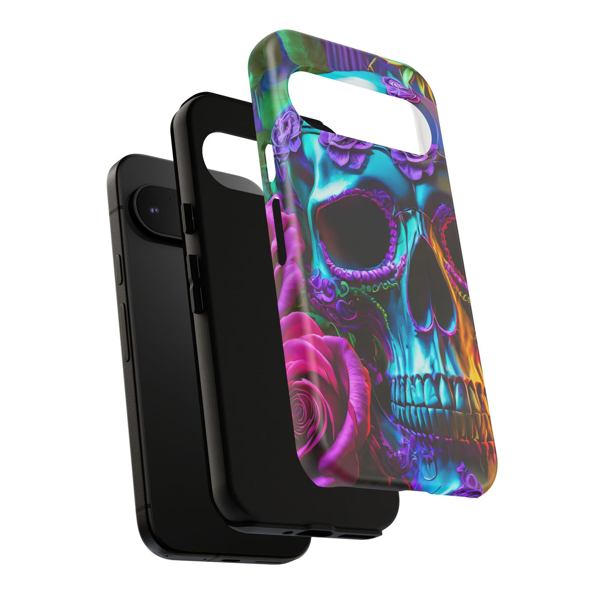 Neon Skull and Roses Vibrant Tough Phone Case - Studio 653