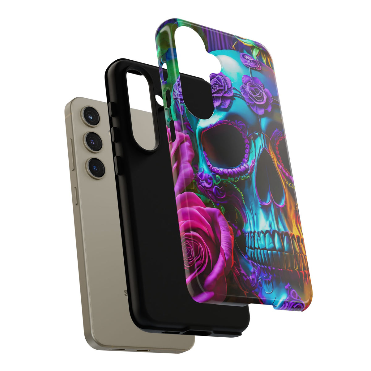 Neon Skull and Roses Vibrant Tough Phone Case - Studio 653