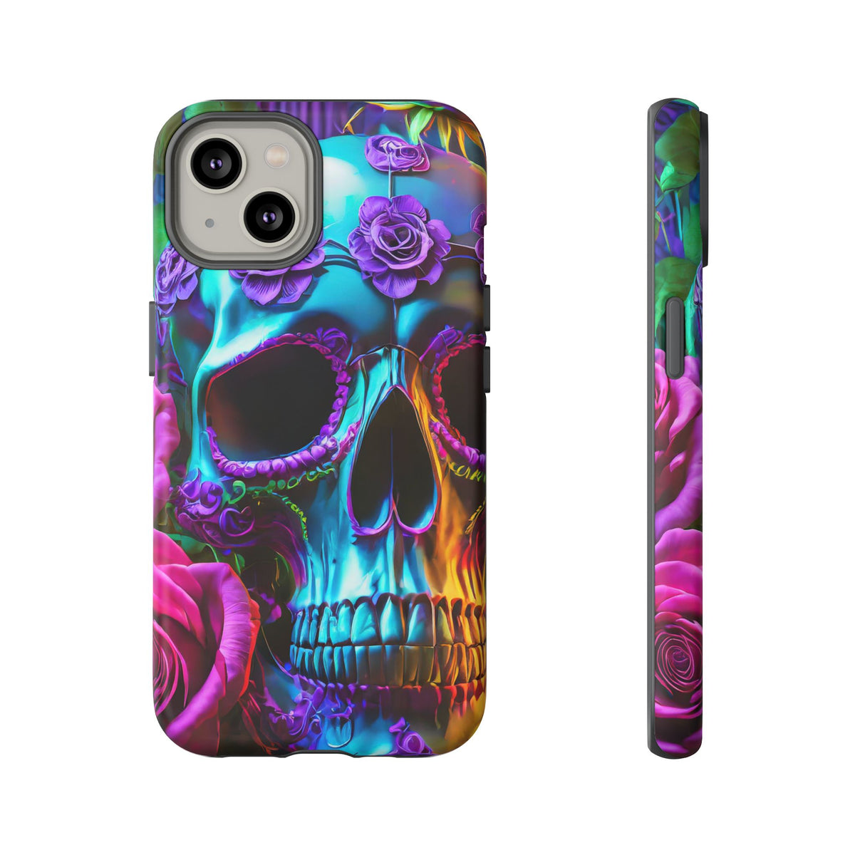 Neon Skull and Roses Vibrant Tough Phone Case - Studio 653