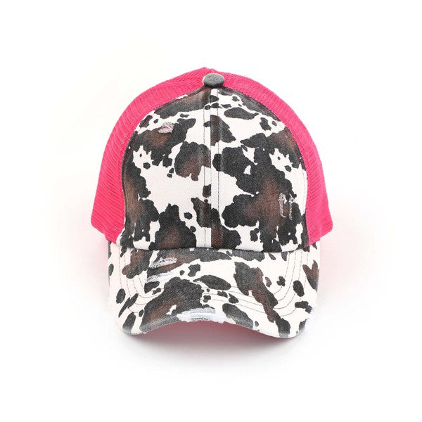 CC Criss Cross Cow Print Baseball Cap - Studio 653