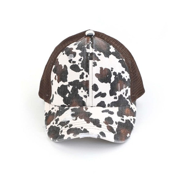 CC Criss Cross Cow Print Baseball Cap - Studio 653