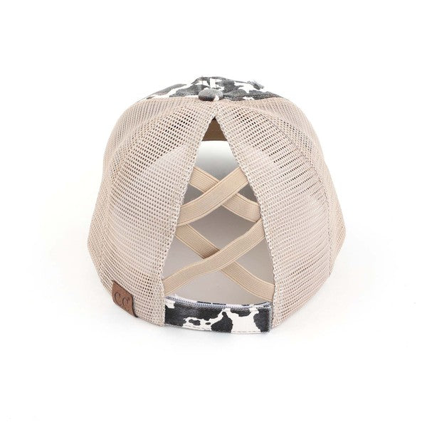 CC Criss Cross Cow Print Baseball Cap - Studio 653