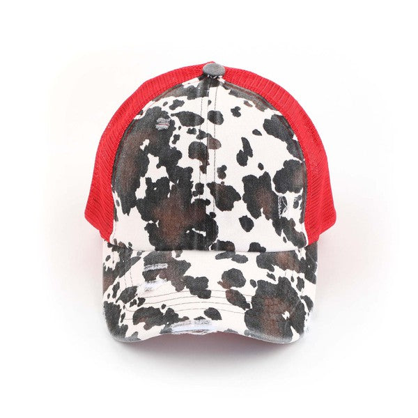 CC Criss Cross Cow Print Baseball Cap - Studio 653