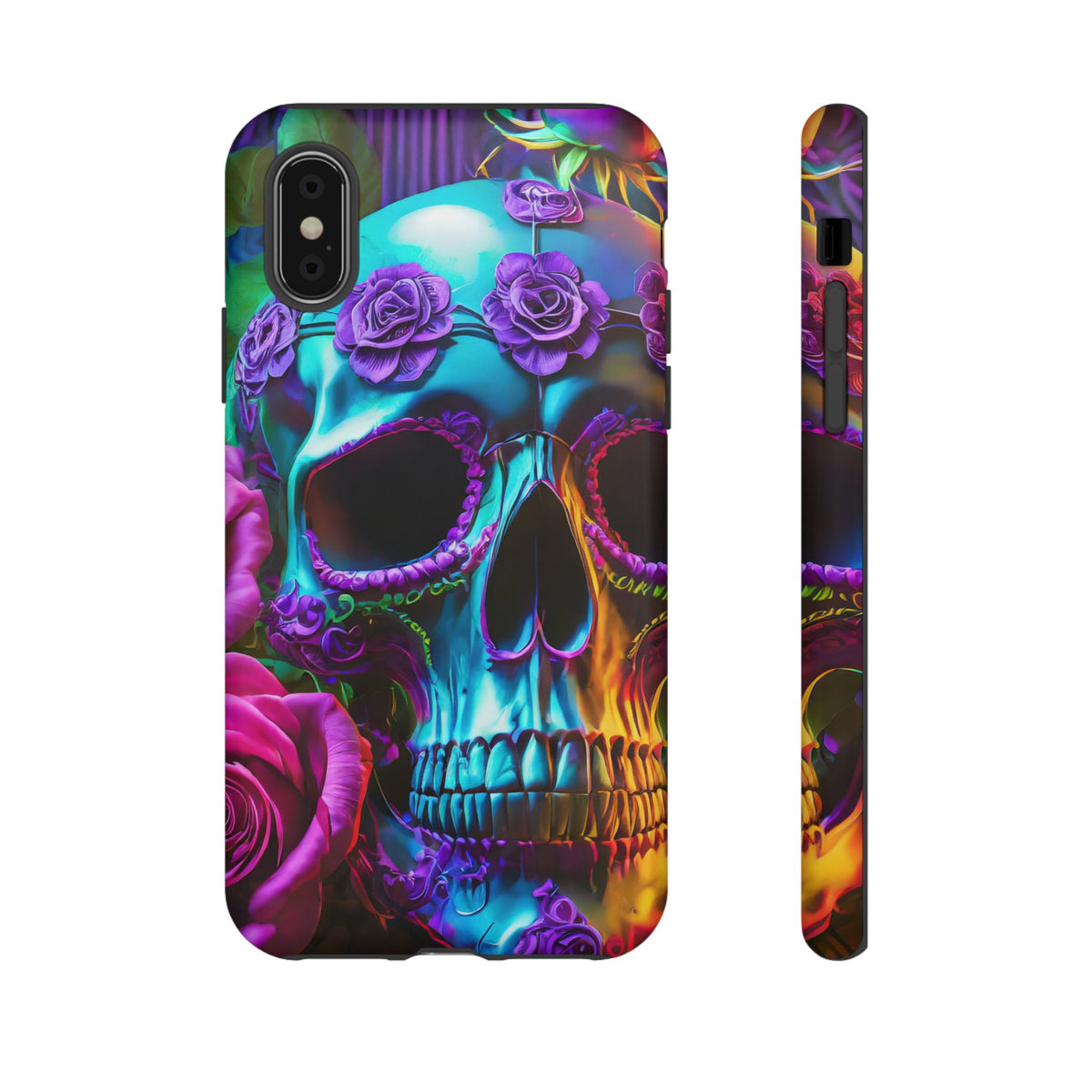 Neon Skull and Roses Vibrant Tough Phone Case - Studio 653