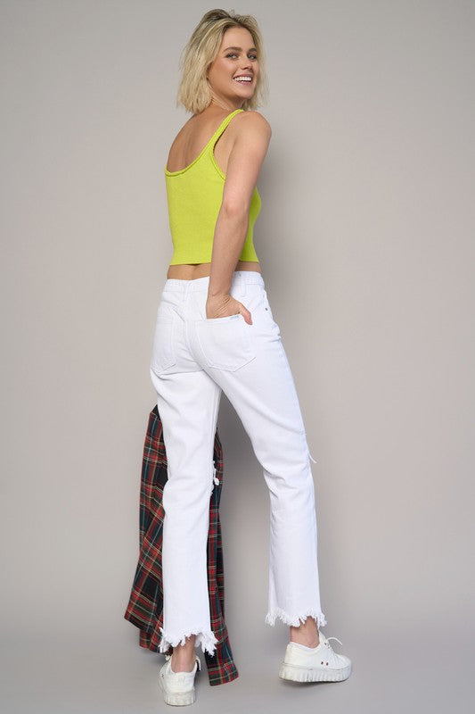 Insane Gene High Rise Destroyed Straight Crop Jeans - Studio 653