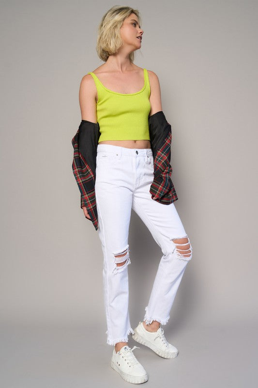 Insane Gene High Rise Destroyed Straight Crop Jeans - Studio 653