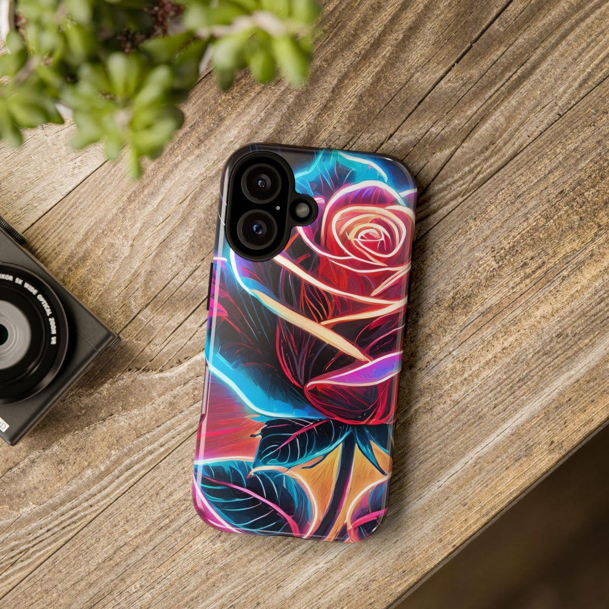 Artistic Neon Rose Tough Phone Case - Studio 653