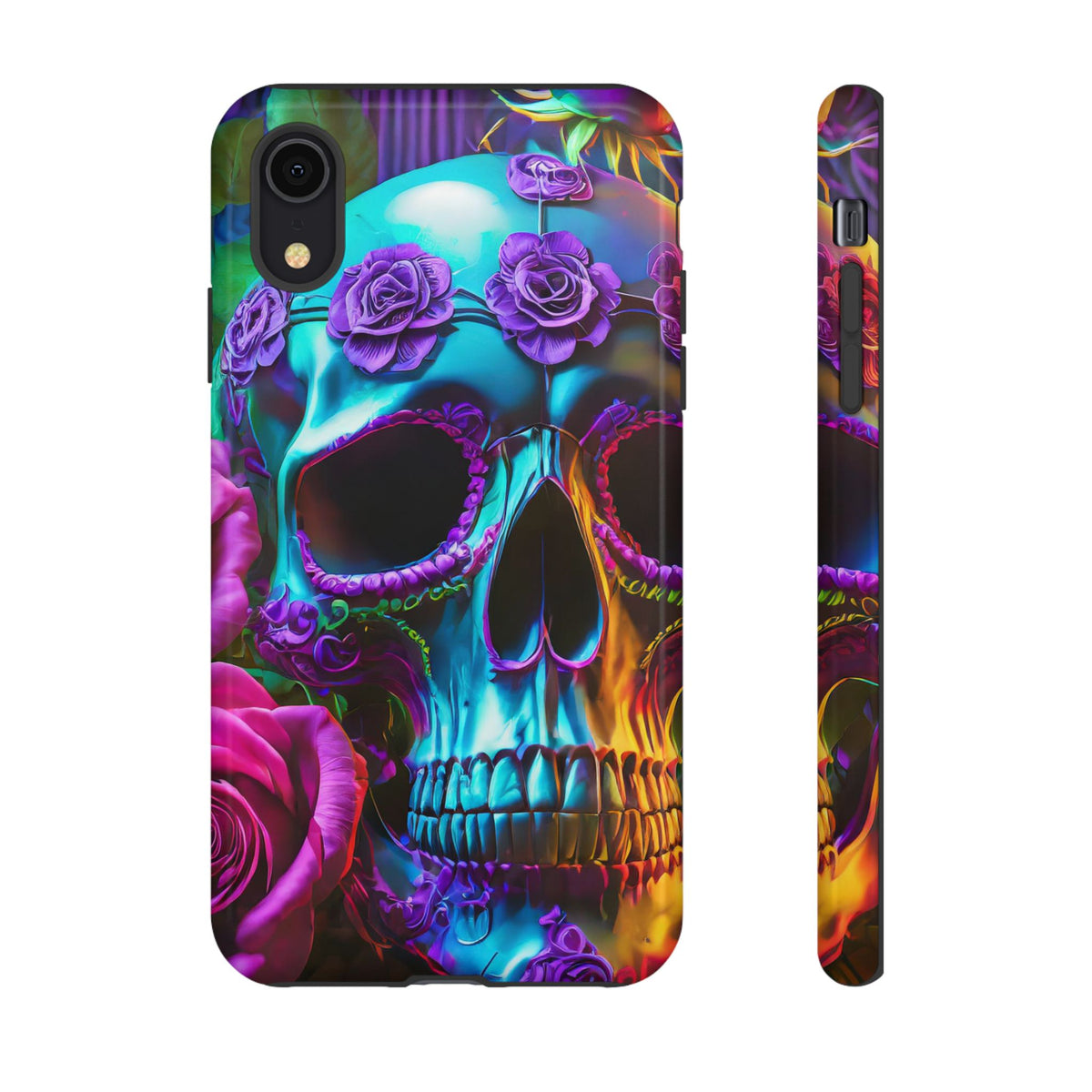 Neon Skull and Roses Vibrant Tough Phone Case - Studio 653