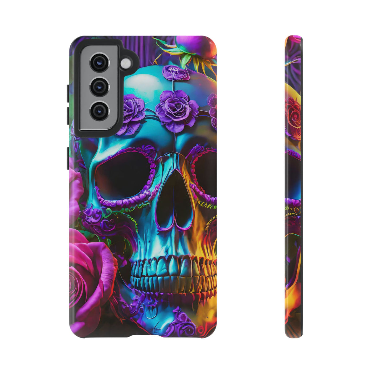 Neon Skull and Roses Vibrant Tough Phone Case - Studio 653