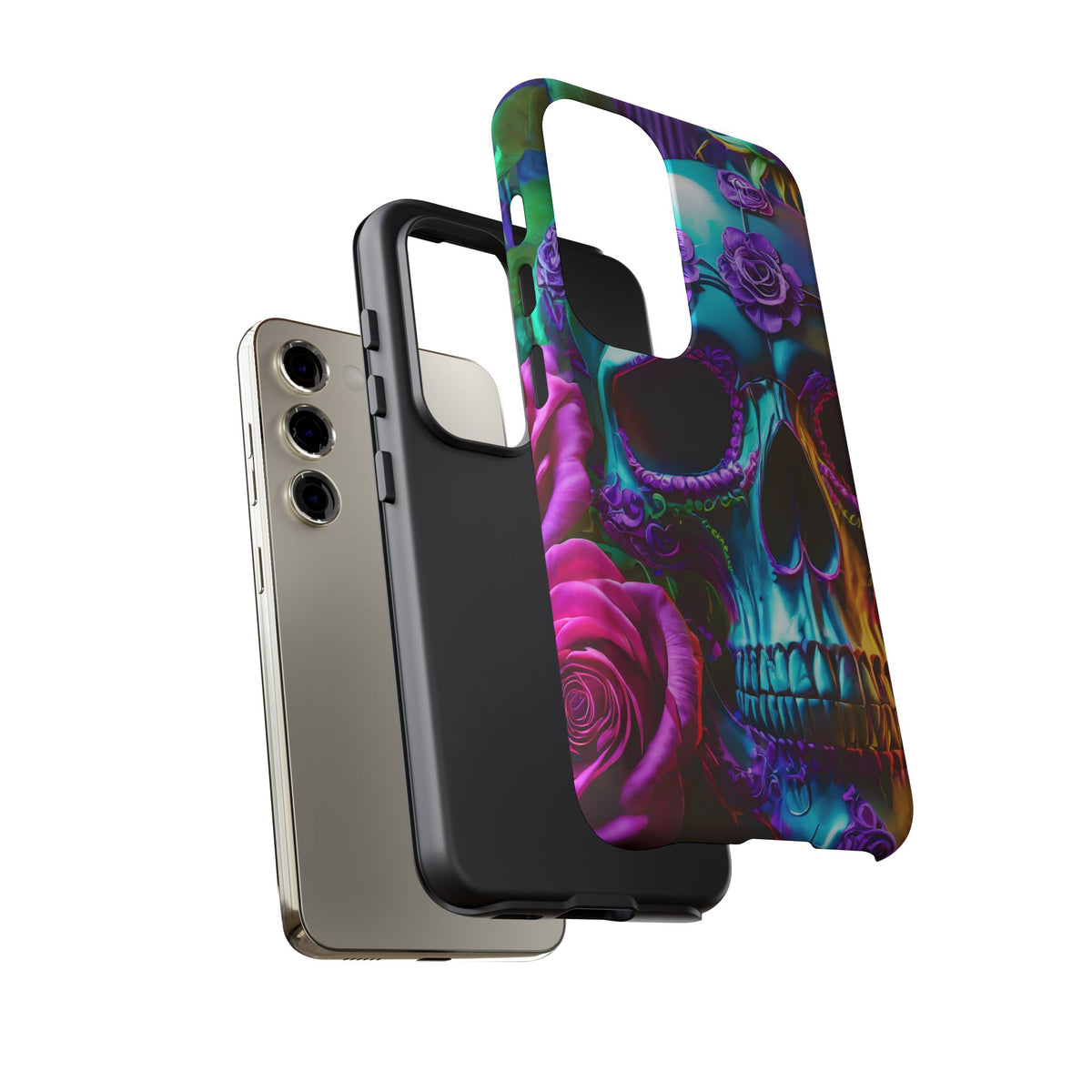 Neon Skull and Roses Vibrant Tough Phone Case - Studio 653
