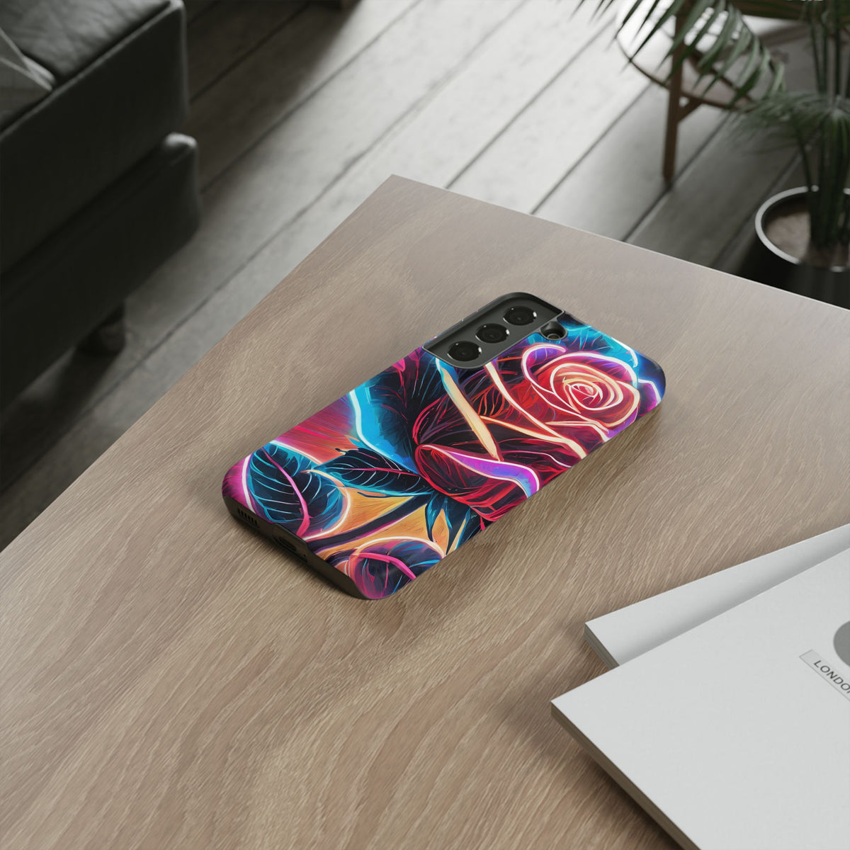 Artistic Neon Rose Tough Phone Case - Studio 653