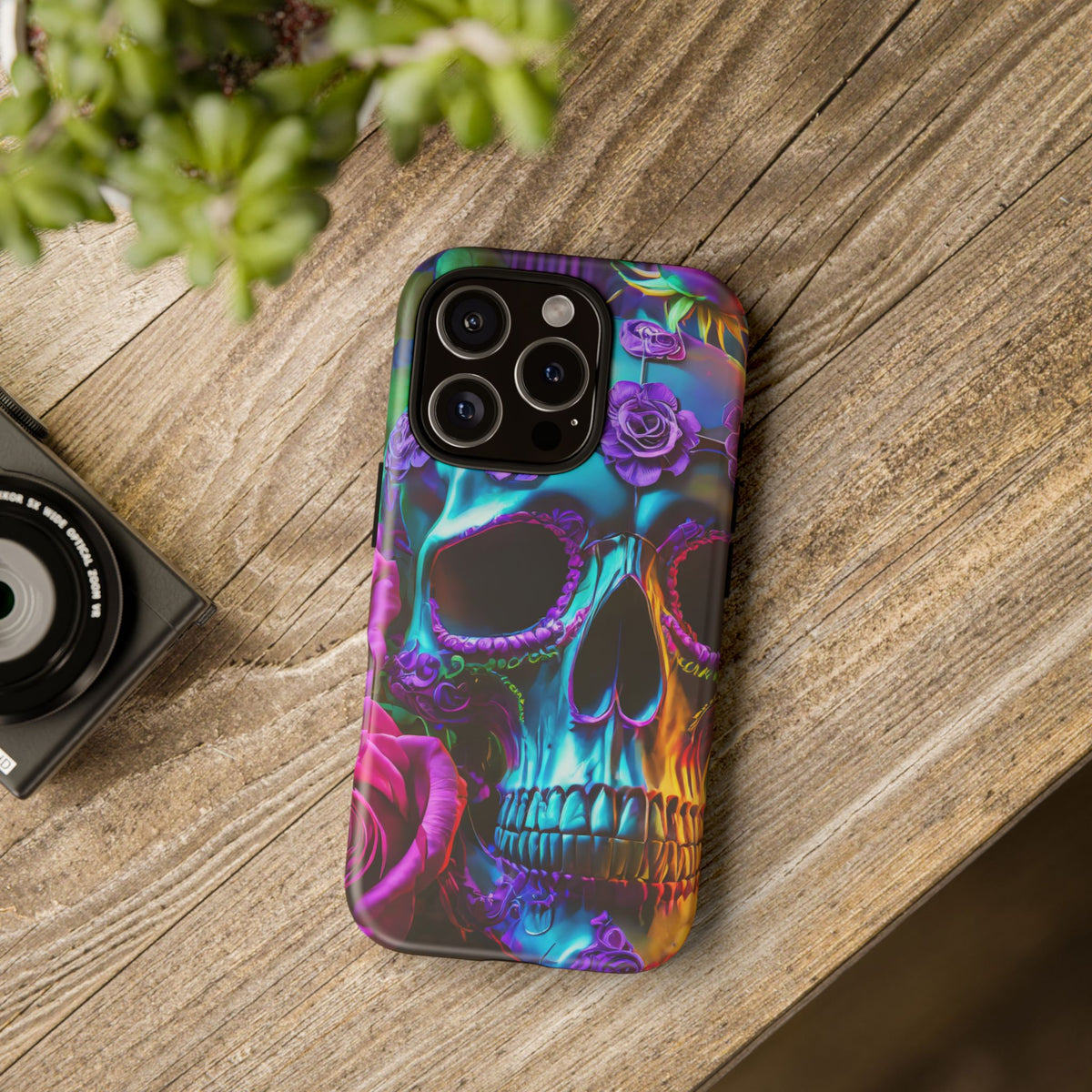 Neon Skull and Roses Vibrant Tough Phone Case - Studio 653