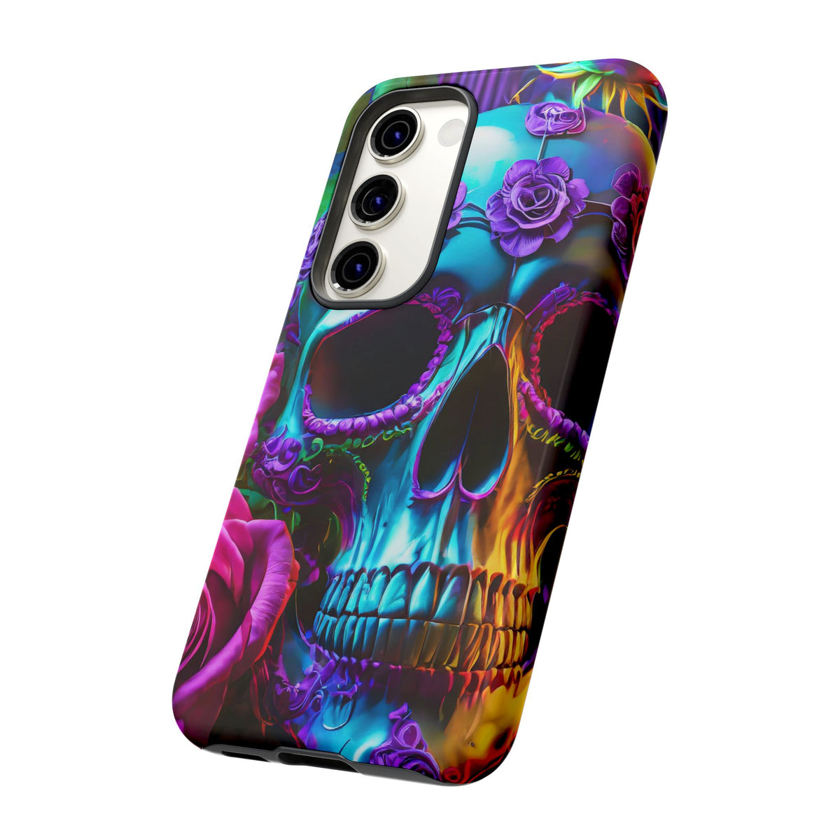 Neon Skull and Roses Vibrant Tough Phone Case - Studio 653