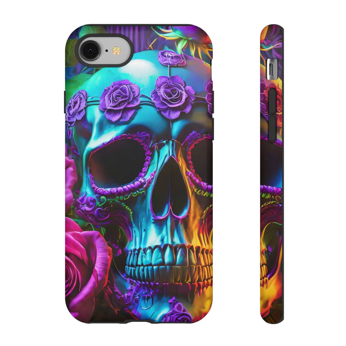 Neon Skull and Roses Vibrant Tough Phone Case - Studio 653