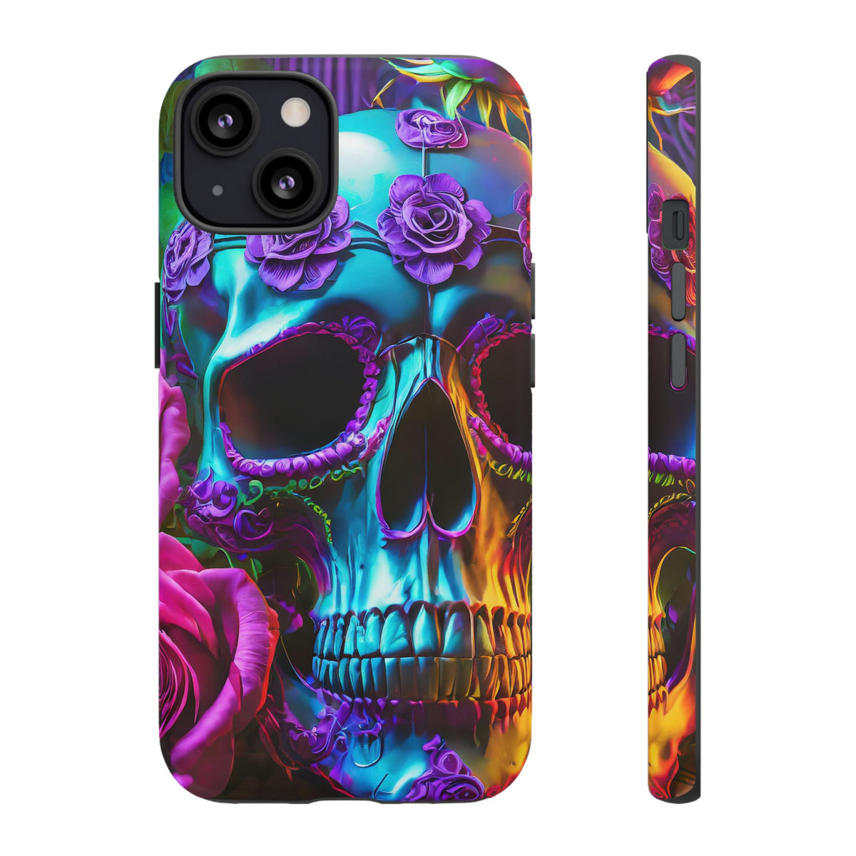Neon Skull and Roses Vibrant Tough Phone Case - Studio 653