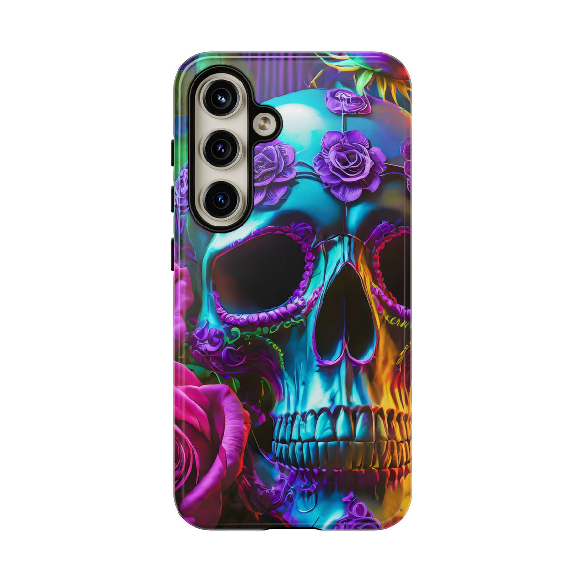 Neon Skull and Roses Vibrant Tough Phone Case - Studio 653