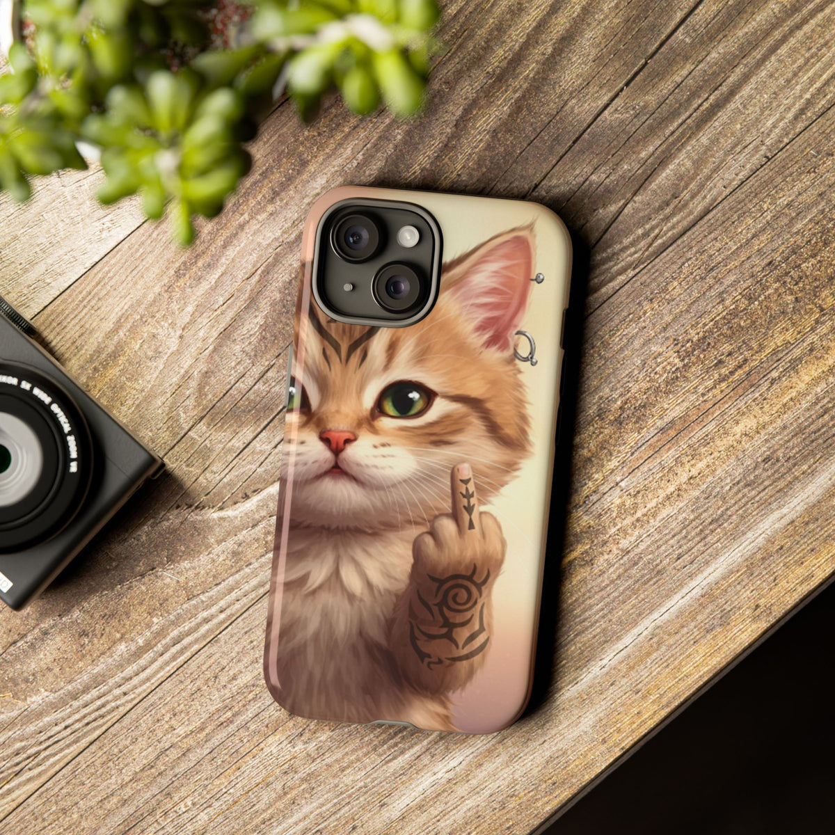 Evil Kitty Giving the Bird Tough Phone Case - Studio 653