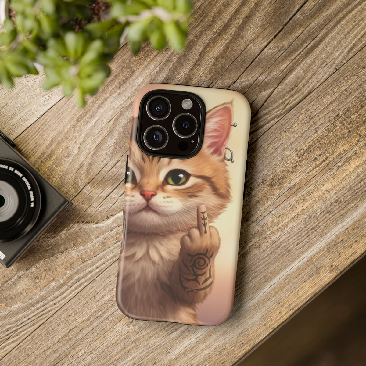 Evil Kitty Giving the Bird Tough Phone Case - Studio 653