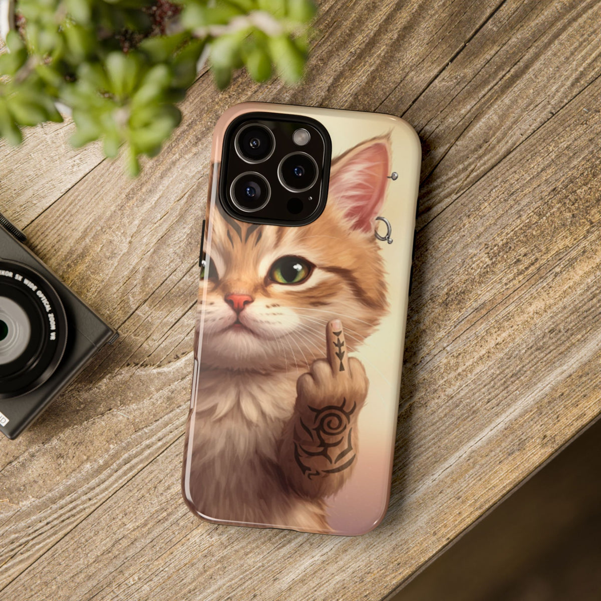Evil Kitty Giving the Bird Tough Phone Case - Studio 653
