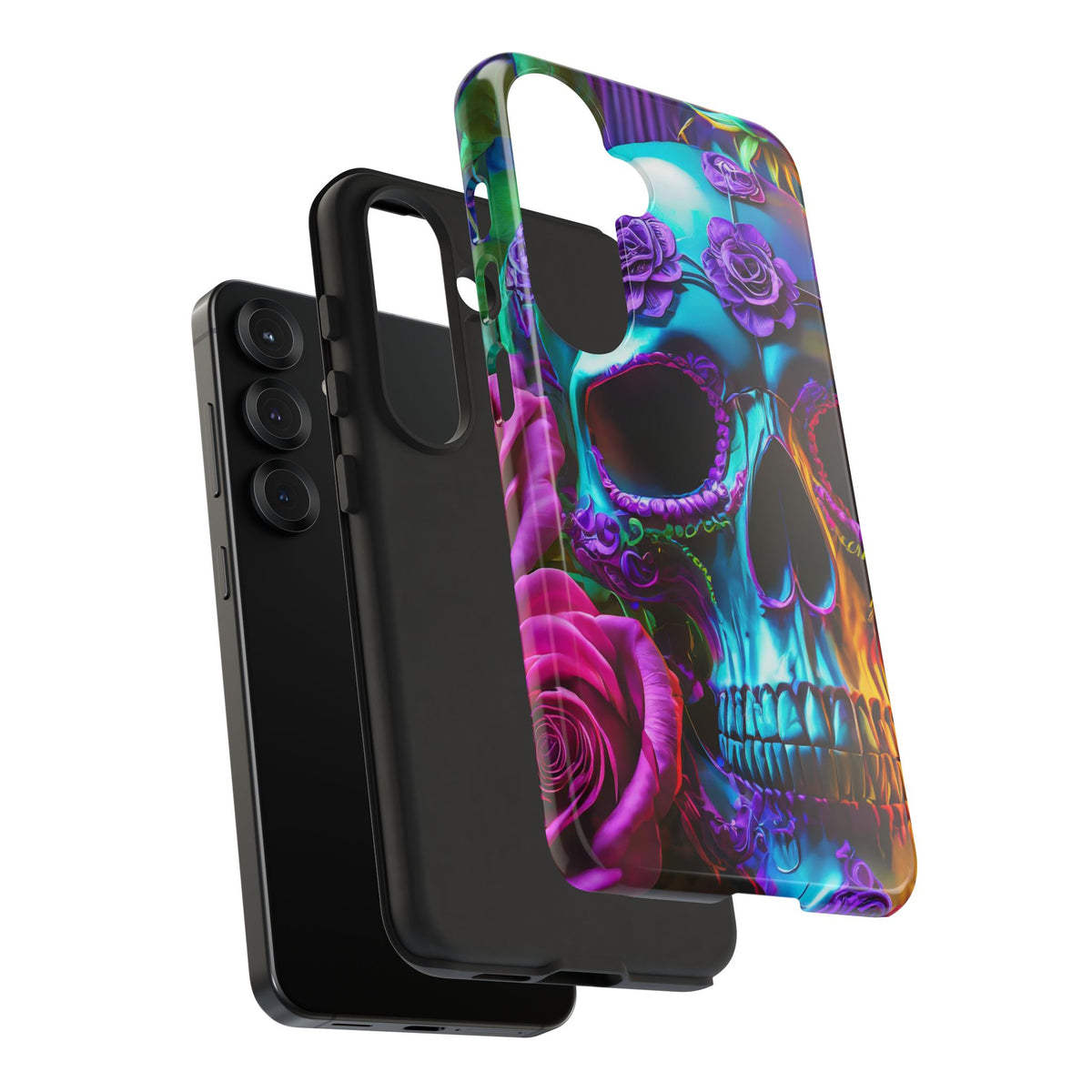 Neon Skull and Roses Vibrant Tough Phone Case - Studio 653