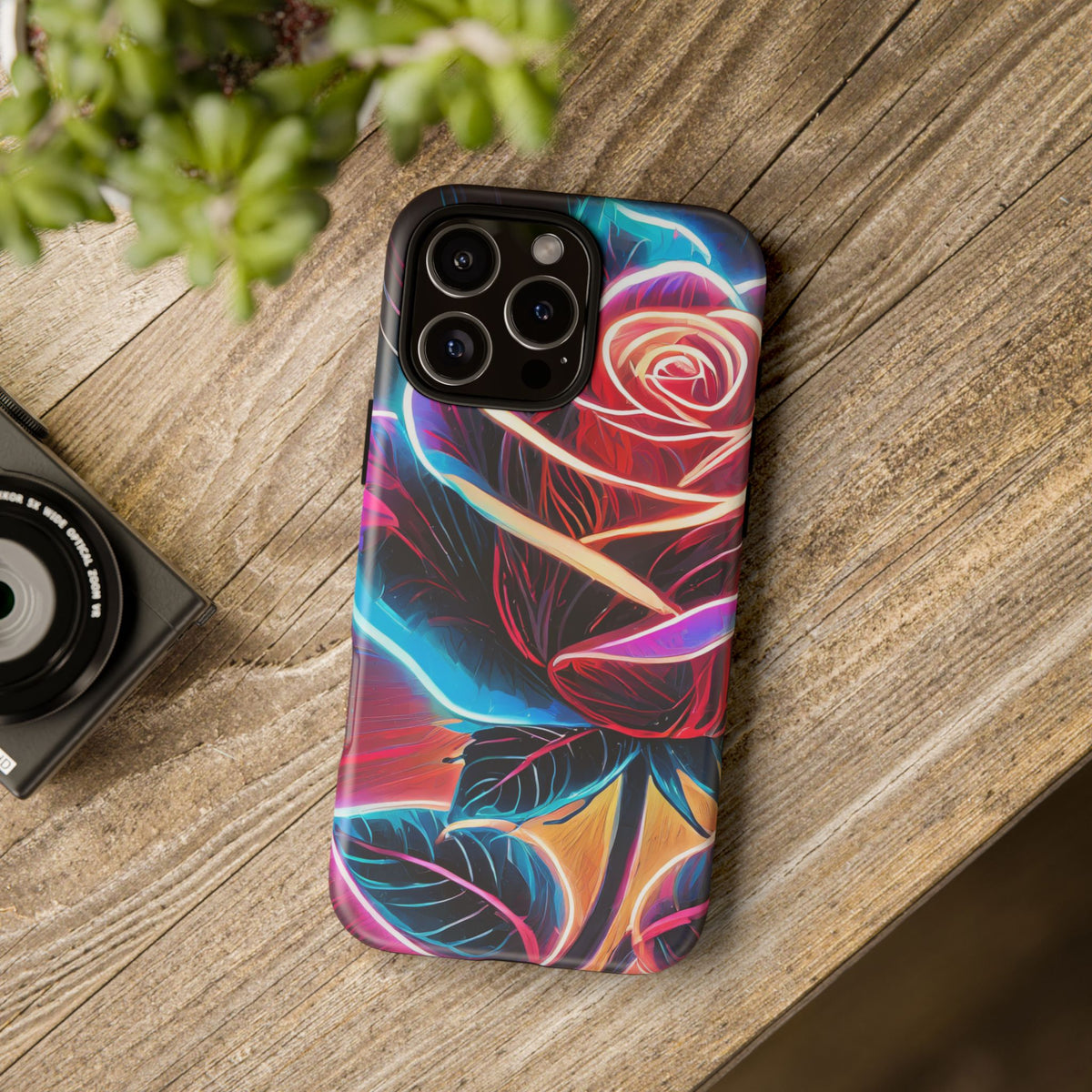Artistic Neon Rose Tough Phone Case - Studio 653