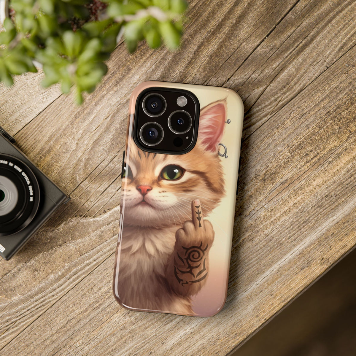 Evil Kitty Giving the Bird Tough Phone Case - Studio 653