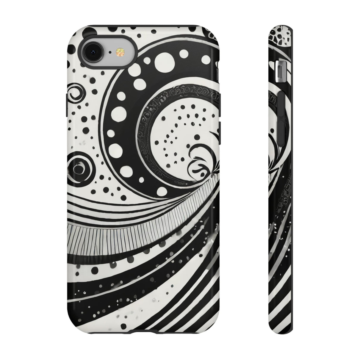 Artistic Black & White Swirl Tough Phone Case