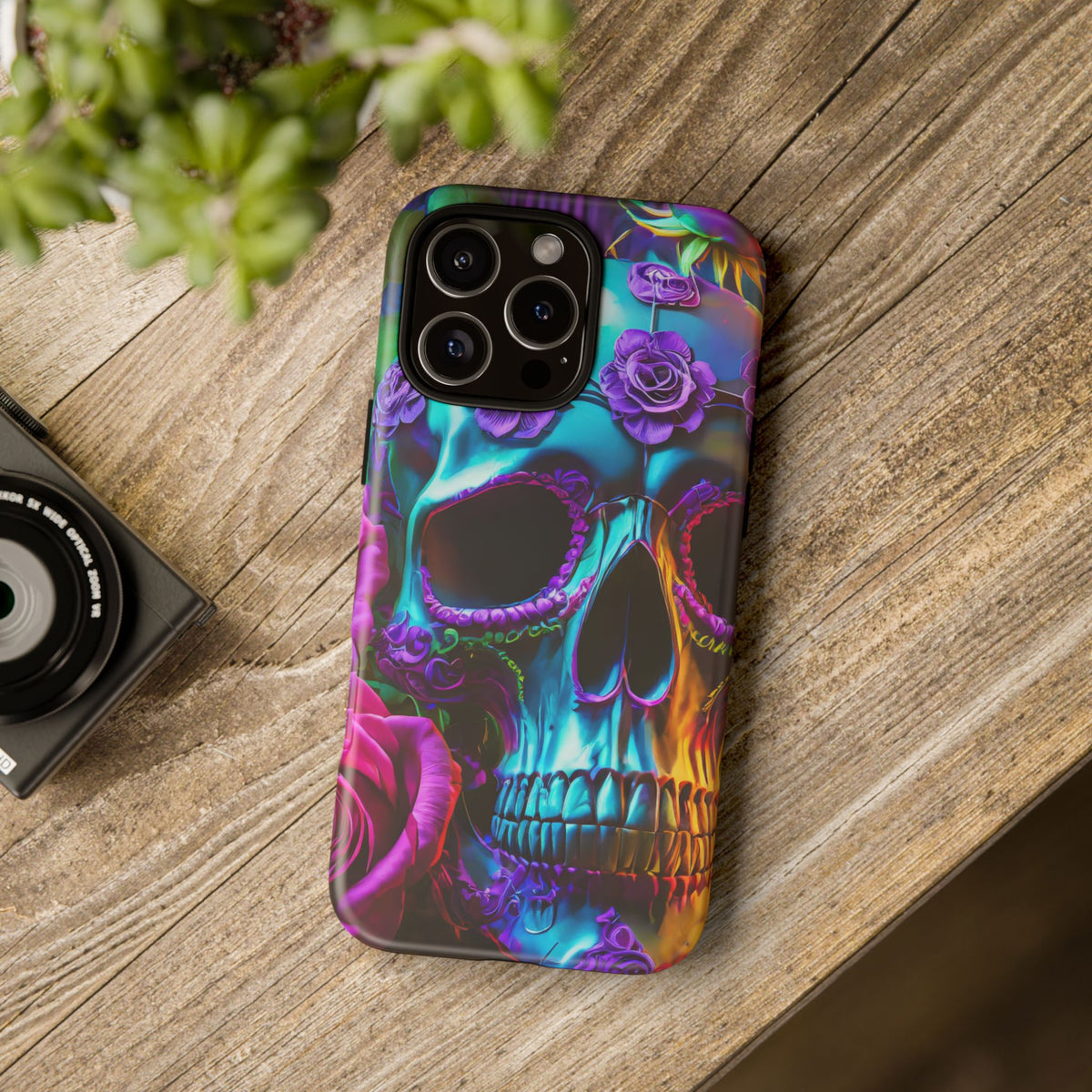 Neon Skull and Roses Vibrant Tough Phone Case - Studio 653