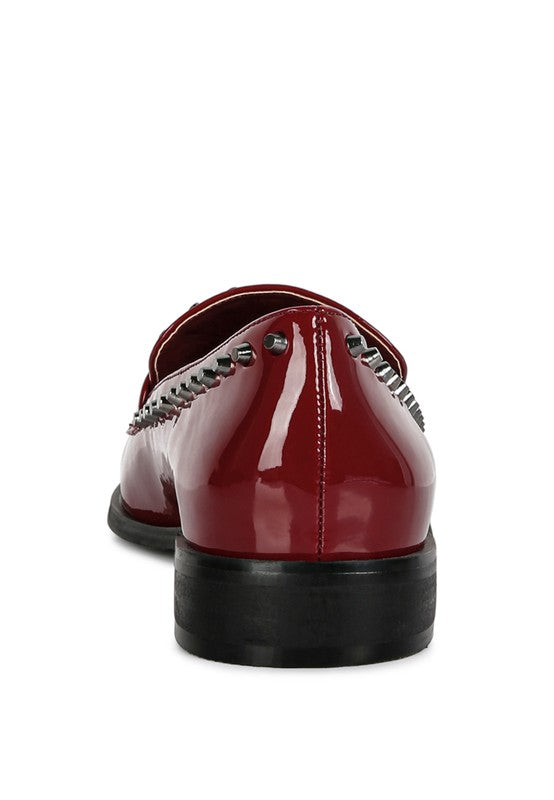 Rag Company Emilia Black Shine Forever Stud Penny Loafers - Studio 653