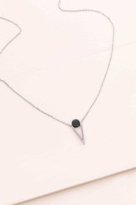 Tensly Point Stone Necklace Silver - Studio 653