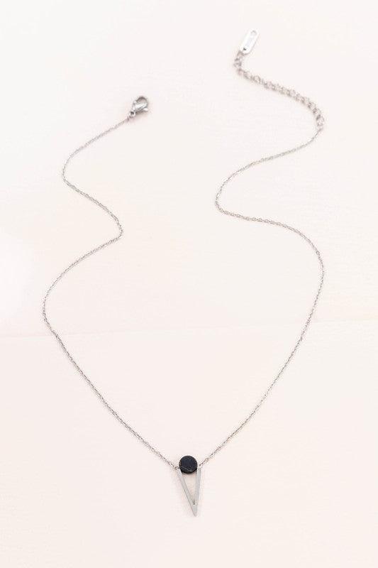 Tensly Point Stone Necklace Silver - Studio 653