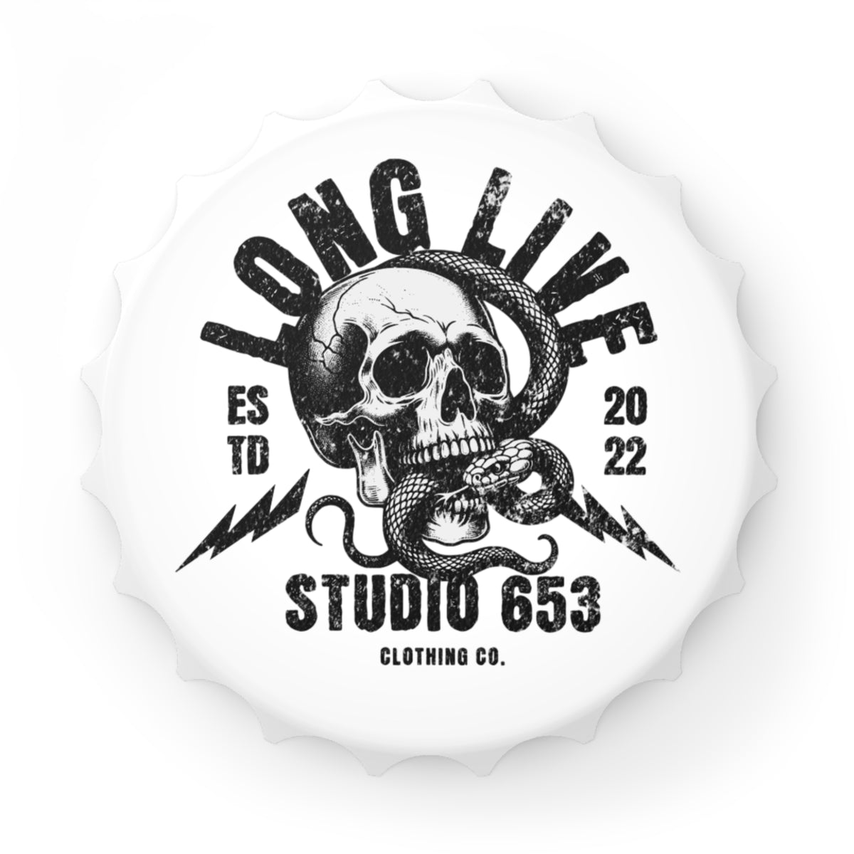 Long Live Studio 653 Skull & Snake Vintage Magnetic Bottle Opener